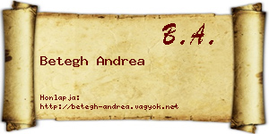 Betegh Andrea névjegykártya